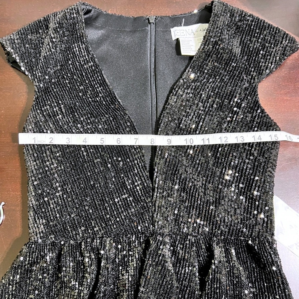Ieena for Mac Duggal Sequin Mini Dress Deep V Black 26306 Size 2 - Picture 6 of 16